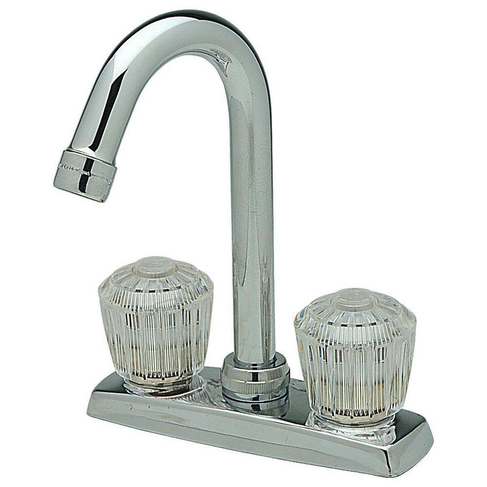 Elkay Polished Chrome Double Knob Handle Clear Crystalac Bar Faucet 