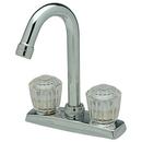Double Knob Handle Clear Crystalac Bar Faucet in Polished Chrome