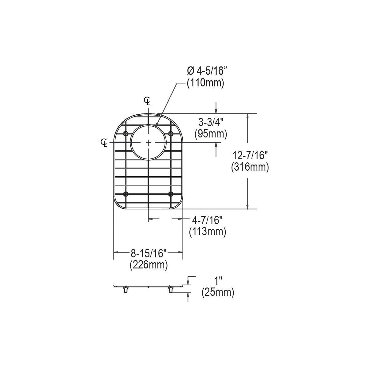 Dayton Polished Stainless Steel Rectangular Bottom Sink Grid in Polished Stainless Steel 