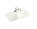 White 4-Hole 2-Bowl Tile-In Kitchen Sink 
