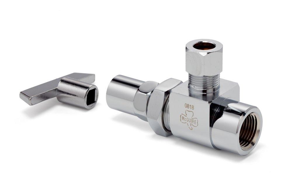 McGuire Manufacturing Chrome Plated OD Tube x OD Compression Loose Key Handle Angle Supply Stop Valve in Chrome Plated 