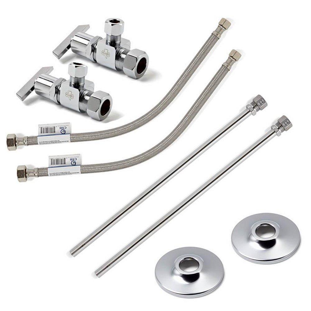 McGuire Manufacturing Chrome Plated 1/2 x 3/8 in. Nominal x OD Stainless Steel Heavy Duty Lavatory Supply Kit 