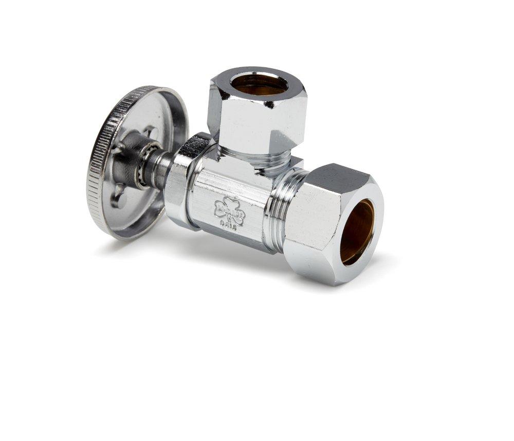 McGuire Manufacturing Chrome Plated OD Compression Hand Wheel Handle Angle Supply Stop Valve in Chrome Plated 
