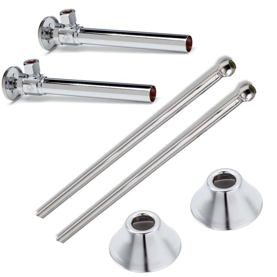 McGuire Manufacturing Chrome Plated 1/2 x 3/8 in. Sweat x OD Lavatory Supply Kit with Wheel Handle 