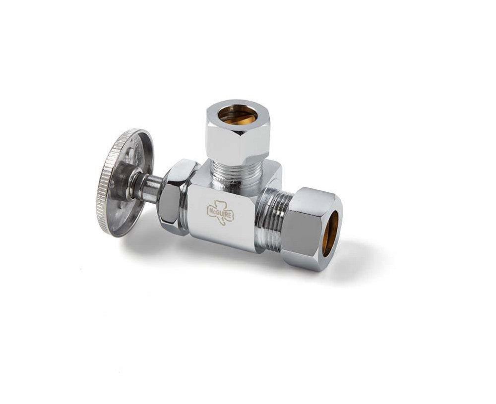 McGuire Manufacturing Chrome Plated OD Compression Hand Wheel Handle Angle Supply Stop Valve in Chrome Plated 