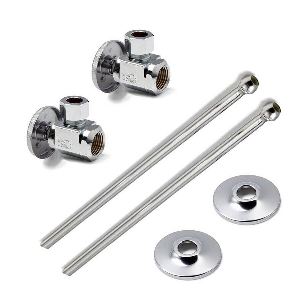 McGuire Manufacturing Chrome Plated IPS x OD Tube Wheel Angle Supply Stop Valve in Chrome Plated 