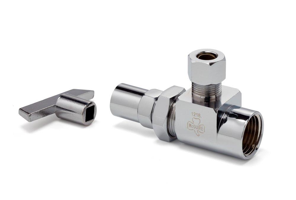 McGuire Manufacturing Chrome Plated OD Tube x OD Compression Loose Key Handle Angle Supply Stop Valve in Chrome Plated 