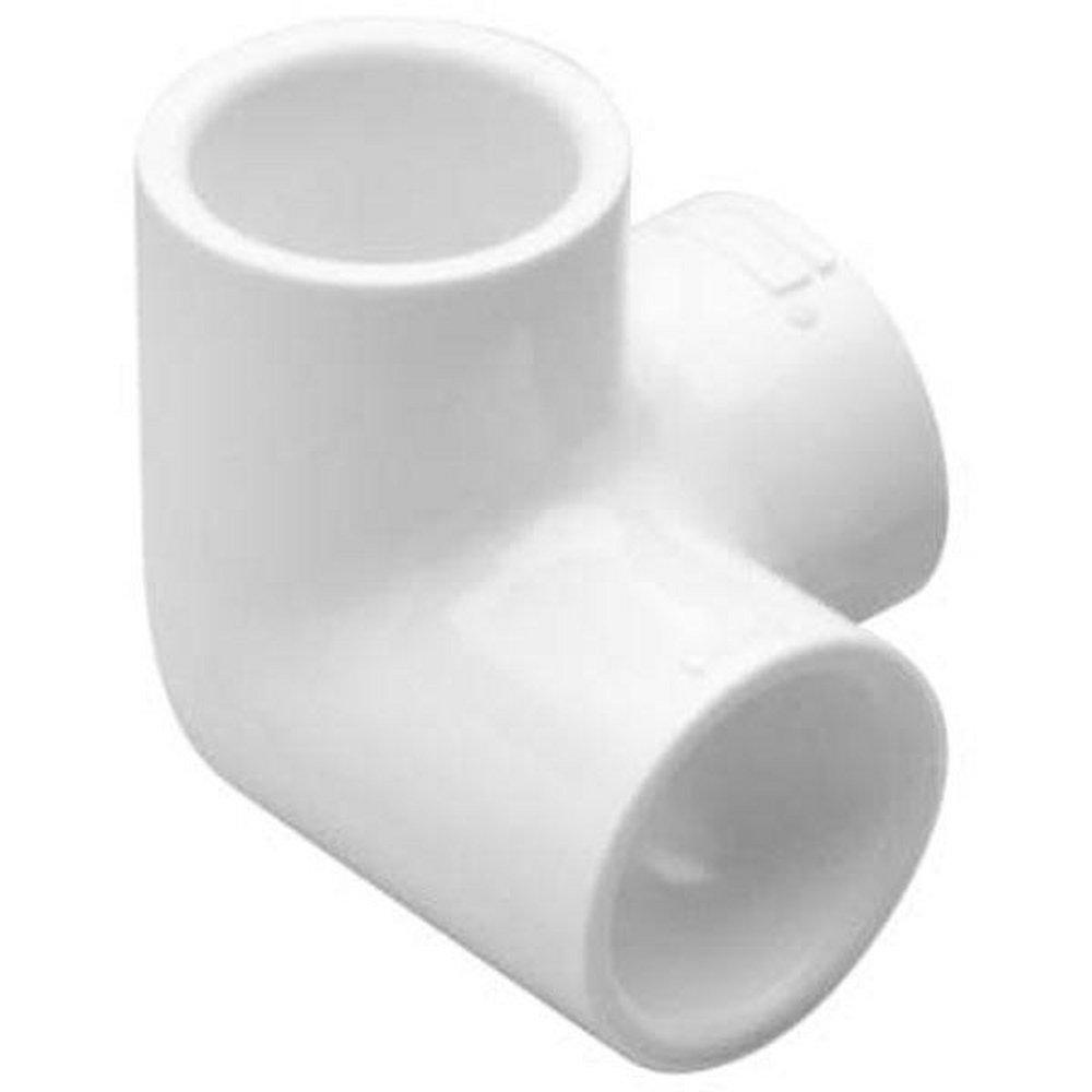White Socket Straight Schedule 40 PVC 90 Degree Elbow with Side Outlet 