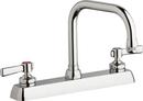 Hot and Cold Water Workboard Sink Faucet with Double Lever Handle in Polished Chrome