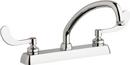 Centerset Hot and Cold Workboard Faucet with Double Wristblade Handle in Polished Chrome
