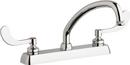Chicago Faucets Polished Chrome Centerset Hot and Cold Workboard Faucet with Double Wristblade Handle 