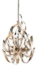 15 in. 50W 3-Light Wedge Xenon Pendant in Silver Leaf with Polished Stainless