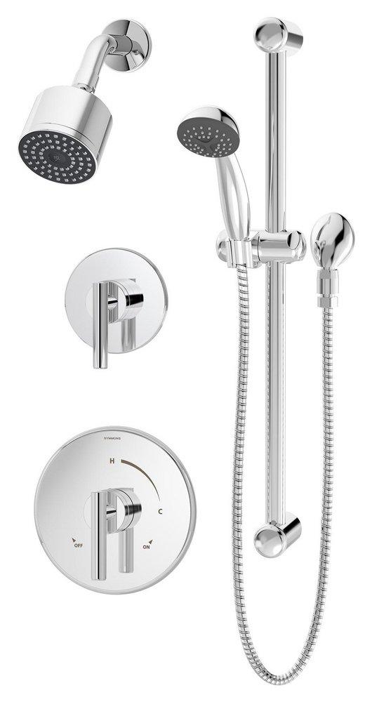 Symmons Industries Polished Chrome Showerhead and Hand Shower with Double Lever Handle 