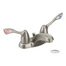 Moen Classic Brushed Nickel Two Handle Centerset Bathroom Sink Faucet Lever Handle 