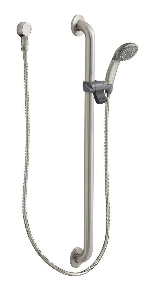 Moen Classic Brushed Nickel 2.5 gpm Slide Bar and Grab Bar Shower 