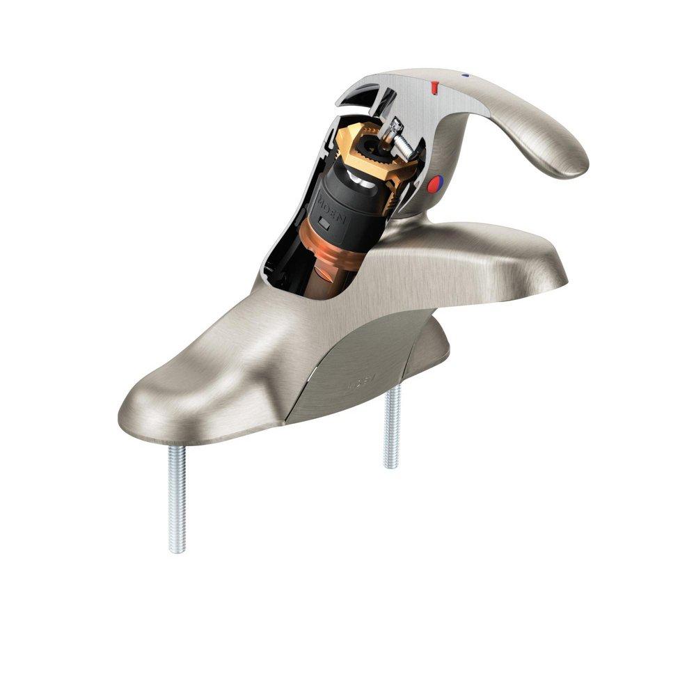 Moen Classic Brushed Nickel Single Handle Centerset Bathroom Sink Faucet 