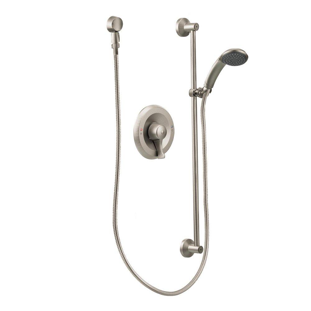 Moen Classic Brushed Nickel 1.5 gpm Single Lever Handle Handheld Shower System 