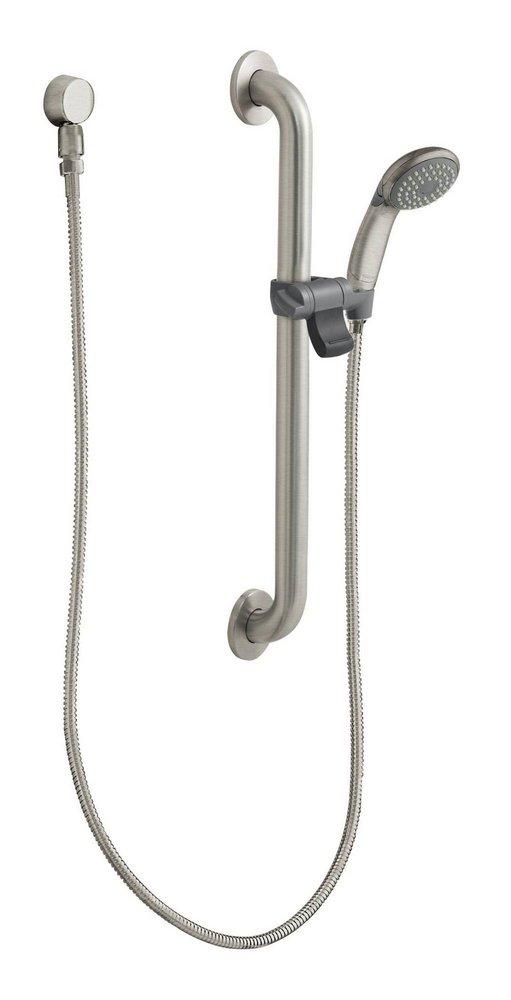Moen Classic Brushed Nickel 2.5 gpm Slide Bar and Grab Bar Shower 