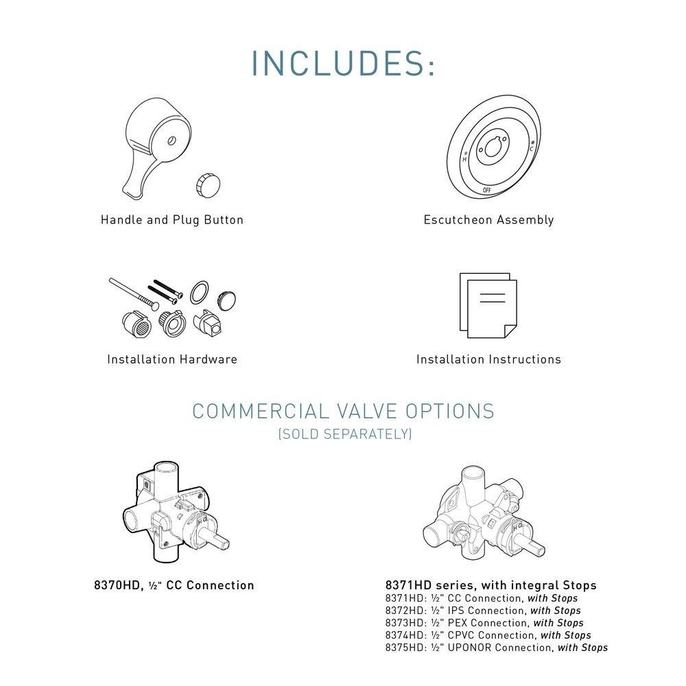 Moen Classic Brushed Nickel Single Lever Handle Pressure Balancing Valve Trim Only 