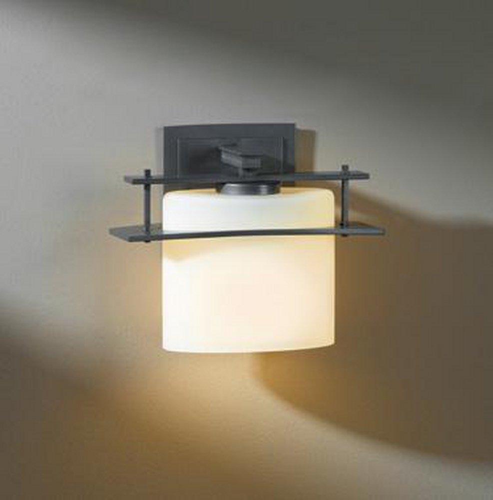 Hubbardton Forge Dark Smoke 7-1/2 in. 1-Light Wall Sconce with Pearl Glass Shade 