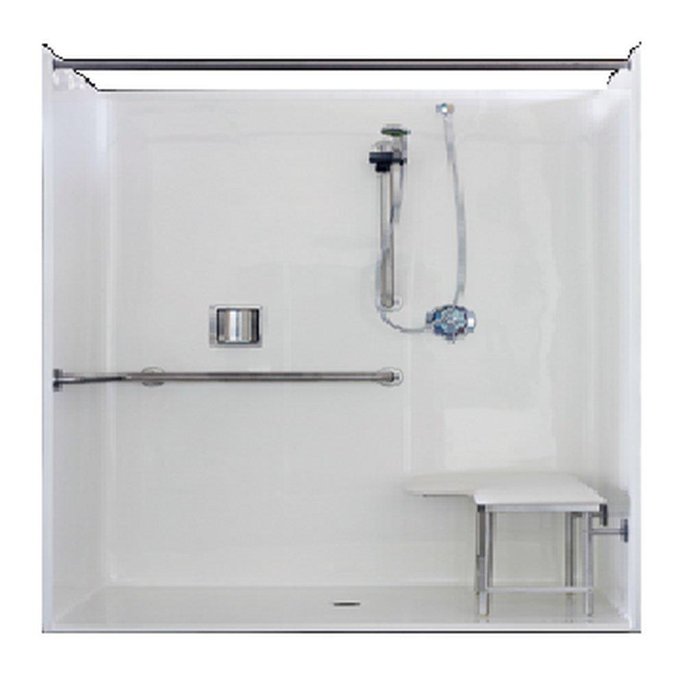Florestone White 33-1/2 x 62 x 80 in. Alcove Shower Unit in White 