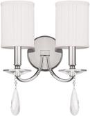 2-Light Wall Sconce in Polished Nickel with Decorative Fabric Stay Straight Glass Shade