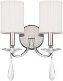 Capital Lighting Polished Nickel 2-Light Wall Sconce with Decorative Fabric Stay Straight Glass Shade 