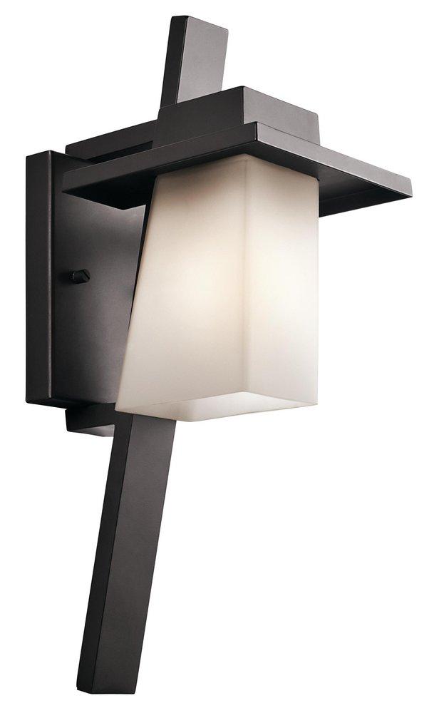 Kichler Lighting Architectural Bronze 8-3/4 in. 18W 1-Light Outdoor Wall Sconce with Satin Etched Cased Opal Glass 