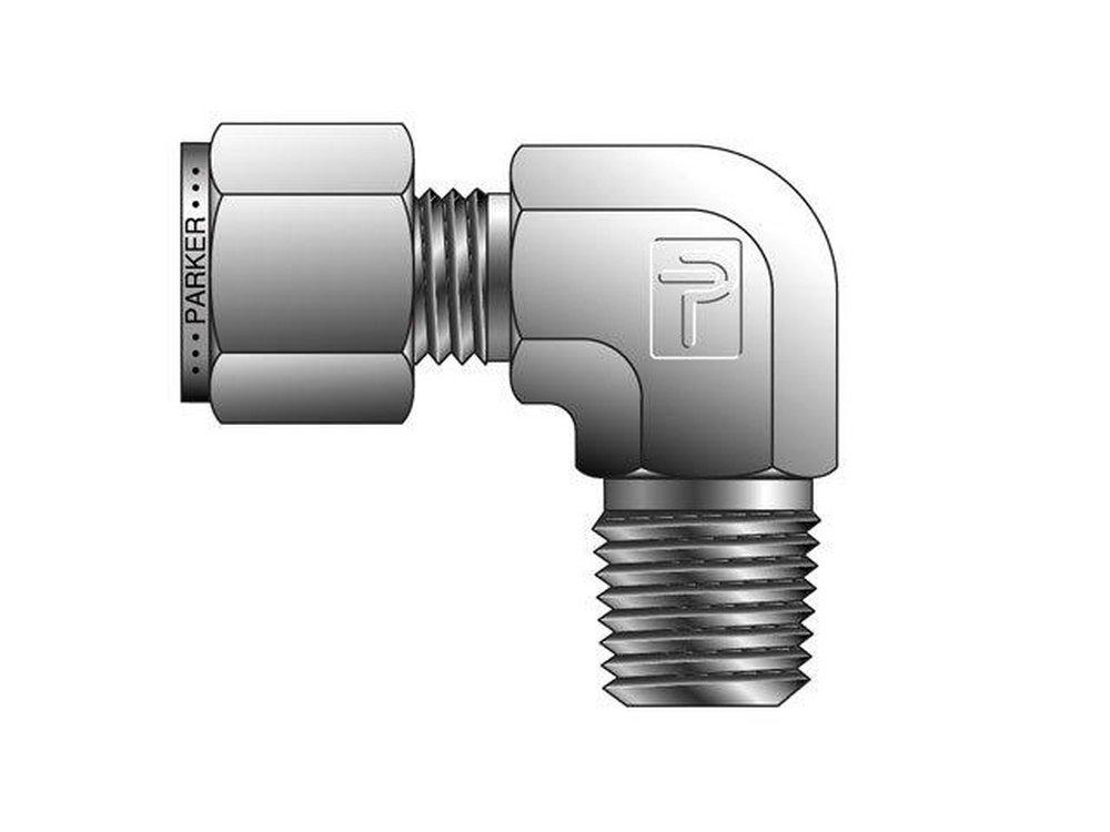 Parker Hannifin OD Tube x MNPT 316 Stainless Steel 90 Degree Male Reducing Single Ferrule Elbow 