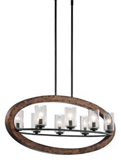 60W 8-Light Candelabra Base Incandescent Chandelier in Auburn Stained