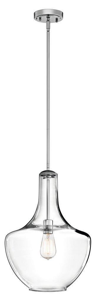Kichler Lighting Chrome 13-3/4 in. 100W 1-Light Medium Pendant 