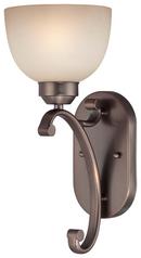 1-Light Wall Sconce in Harvard Court Bronze with Etched Marble Glass Shade