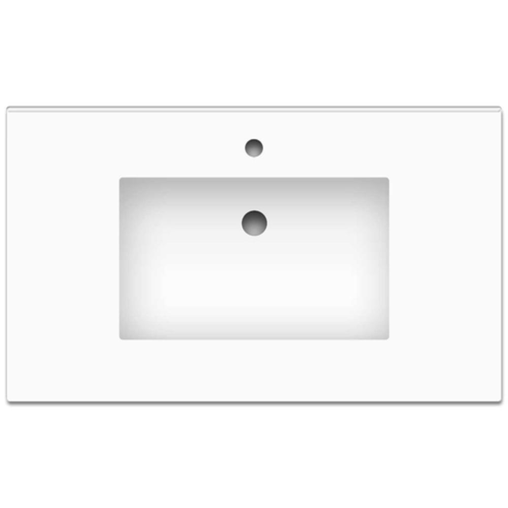 Strasser White 37 in x 22 in Single Bowl Vitreous China Vanity Top 