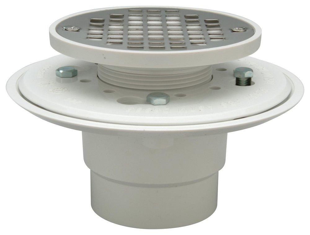 Zurn Cast Iron No-Hub Shower Drain with 5 in. Round Chrome Plated Strainer 