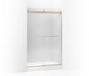 KOHLER Anodized Brushed Bronze 74 x 60-1/4 x 47-5/8 in. Frameless Sliding Shower Door with Crystal Clear Glass 