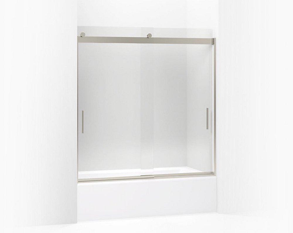 KOHLER Brushed Nickel 59-5/8 in. Frameless Sliding Bath Door 