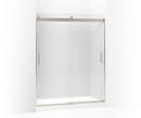 KOHLER Matte Nickel 74 x 60-1/4 x 59-5/8 in. Frameless Sliding Shower Door with Frosted Glass and Blade Handle 