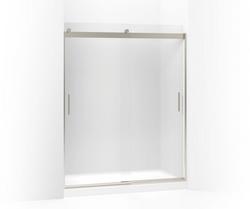 74 x 60-1/4 x 59-5/8 in. Frameless Sliding Shower Door with Frosted Glass and Blade Handle in Matte Nickel