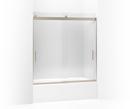 62 x 59-5/8 in. Frameless Sliding Bath Door with Crystal Clear Glass and Blade Handle in Anodized Brushed Bronze