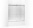 KOHLER Bright Silver 57 in. Sliding Bath Door with 1/4 in. Crystal Clear Glass and Towel Bar 
