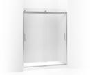74 x 60-1/4 x 59-5/8 in. Frameless Sliding Shower Door with Frosted Glass and Blade Handle in Bright Silver