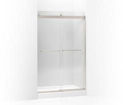 74 x 60-1/4 x 47-5/8 in. Frameless Sliding Shower Door with Crystal Clear Glass in Matte Nickel