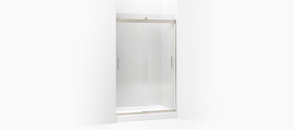 KOHLER Matte Nickel 47-5/8 in. Shower Door with 1/4 in. Crystal Clear Glass and Towel Bar 