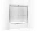 KOHLER Matte Nickel 59-3/4 x 59-5/8 in. Sliding Bath Door with 1/4 in. Crystal Clear Glass and Towel Bar 