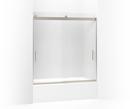 62 x 59-5/8 in. Frameless Sliding Bath Door with Frosted Glass and Blade Handle in Matte Nickel