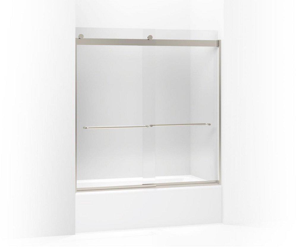 KOHLER Matte Nickel 59-5/8 in. Sliding Shower Door with 1/4 in. Crystal Clear Glass 