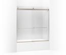 62 x 59-5/8 in. Frameless Sliding Bath Door with Crystal Clear Glass and Towel Bar in Matte Nickel