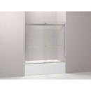 KOHLER Matte Nickel 56-5/8 in. Sliding Bath Door with 1/4 in. Frosted Glass and Towel Bar 