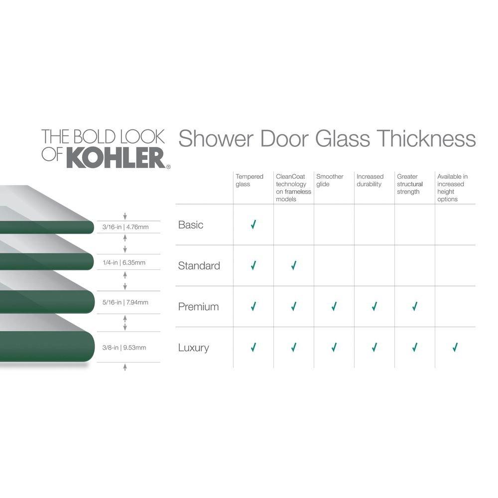 KOHLER Matte Nickel 56-5/8 in. Sliding Bath Door with 1/4 in. Frosted Glass and Towel Bar 