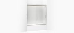 62 x 59-5/8 in. Frameless Sliding Bath Door with Crystal Clear Glass and Blade Handle in Matte Nickel